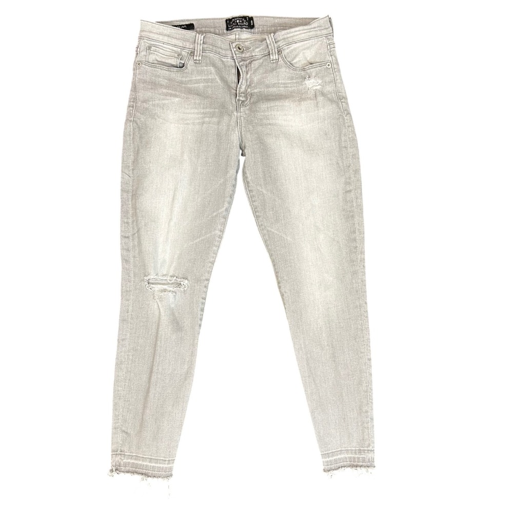 Lucky Brand Brooke Capri Jeans Womens 6/28 Light Grey Distressed Raw Hem Stretch